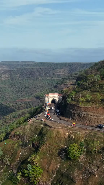 Vertical Aerial View of Jam Gate and Hilltop Temple Mhow Madhya Pradesh