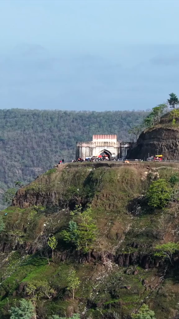 Vertical Aerial View of Jam Gate and Hilltop Temple Mhow Madhya Pradesh