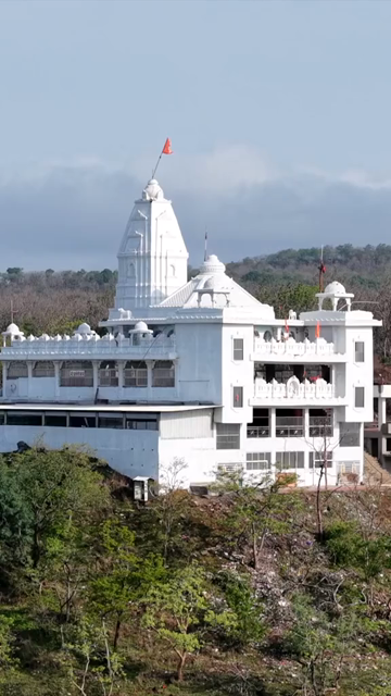 Vertical Aerial View of Jam Gate and Hilltop Temple Mhow Madhya Pradesh