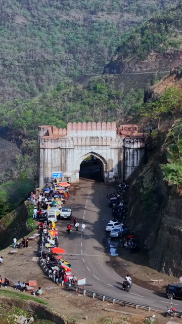Vertical Aerial View of Jam Gate and Hilltop Temple Mhow Madhya Pradesh