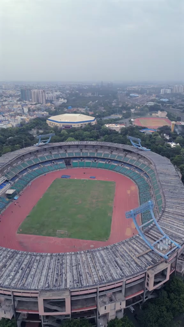 Vertical Aerial View of Jawaharlal Nehru Stadium Chennai India