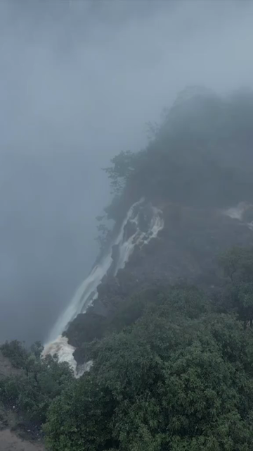 Vertical Aerial View of Jog Falls Karnataka India