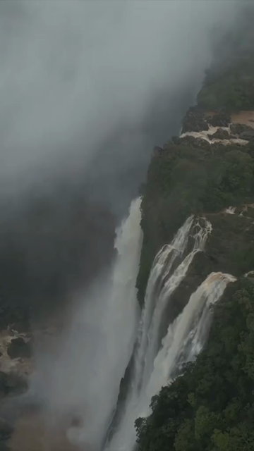 Vertical Aerial View of Jog Falls Karnataka India