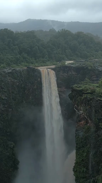 Vertical Aerial View of Jog Falls Karnataka India