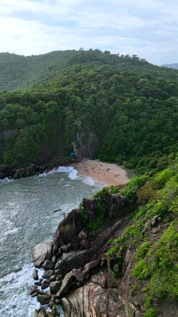 Vertical Aerial View of Kakolem Beach Tiger Beach in South Goa India