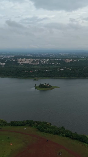 Vertical Aerial View of Kaliyasot Dam Reservoir and Bhopal City, Madhya Pradesh