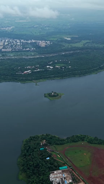 Vertical Aerial View of Kaliyasot Dam Reservoir and Bhopal City, Madhya Pradesh