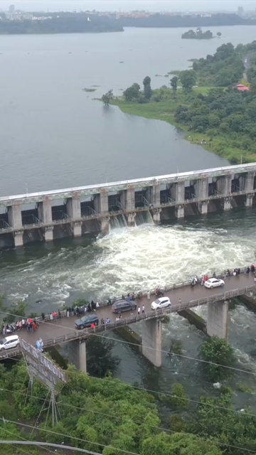 Vertical Aerial View of Kaliyasot Dam and Reservoir Bhopal Madhya Pradesh India