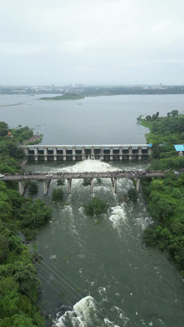 Vertical Aerial View of Kaliyasot Dam and Reservoir Bhopal Madhya Pradesh India