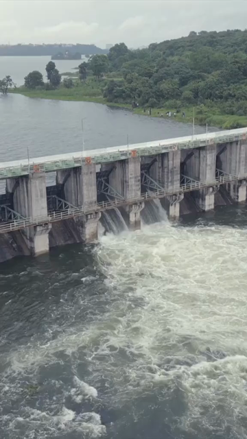 Vertical Aerial View of Kaliyasot Dam and Reservoir Bhopal Madhya Pradesh India