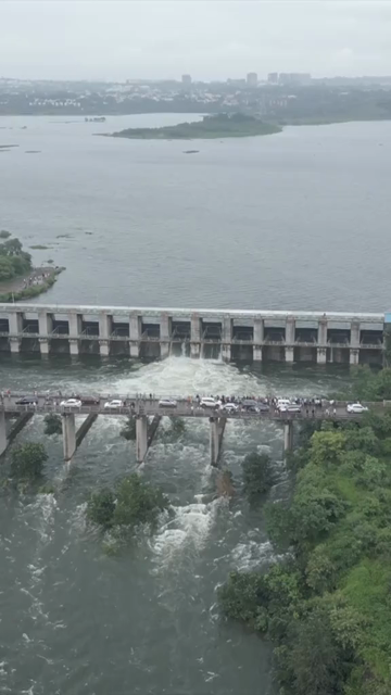 Vertical Aerial View of Kaliyasot Dam and Reservoir Bhopal Madhya Pradesh India