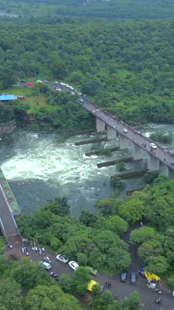 Vertical Aerial View of Kaliyasot Dam and Reservoir Bhopal Madhya Pradesh India