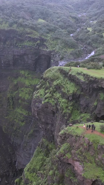 Vertical Aerial View of Kalu Waterfall Near Malshej Ghat Maharashtra