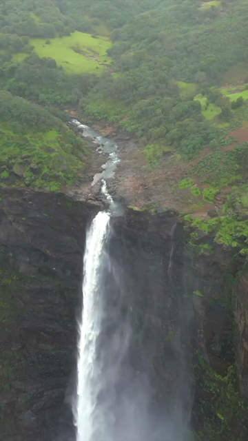 Vertical Aerial View of Kalu Waterfall Near Malshej Ghat Maharashtra