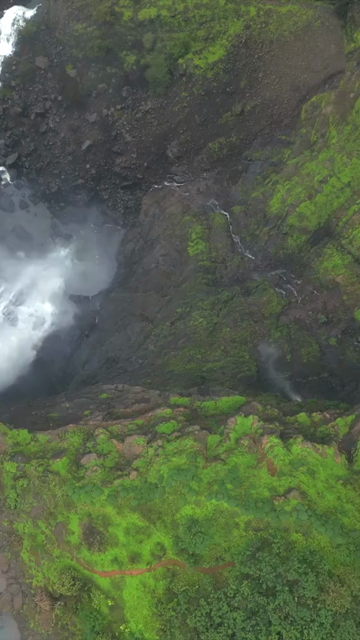 Vertical Aerial View of Kalu Waterfall Near Malshej Ghat Maharashtra