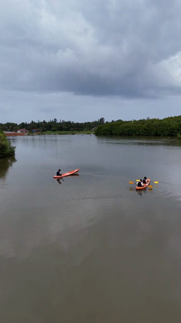 Vertical Aerial View of Kayakers in Udupi Backwaters Karnataka