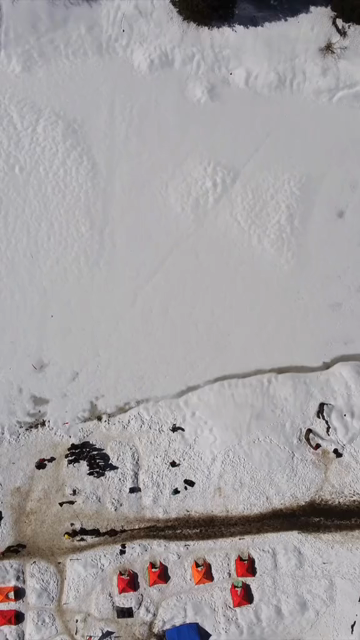 Vertical Aerial View of Kedarkantha Trek Snow Camp and Himalayan Mountains Uttarakhand