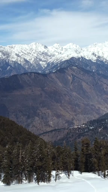 Vertical Aerial View of Kedarkantha Trek Snow Camp and Himalayan Mountains Uttarakhand