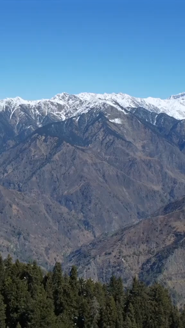 Vertical Aerial View of Kedarkantha Trek Snow Camp and Himalayan Mountains Uttarakhand