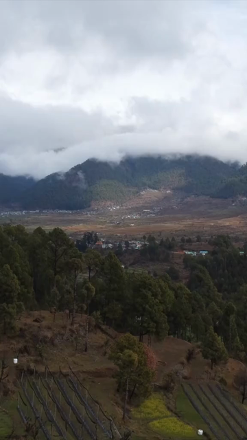 Vertical Aerial View of Kedarkantha Trek Landscape and Terraced Villages Uttarakhand India