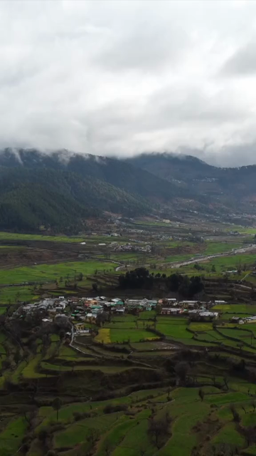 Vertical Aerial View of Kedarkantha Trek Landscape and Terraced Villages Uttarakhand India