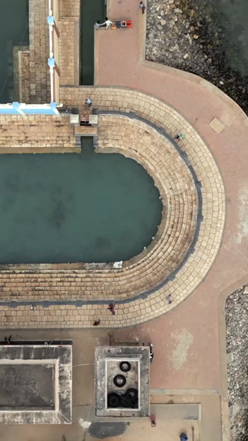Vertical Aerial View of Keerimalai Sacred Pond and Naguleswaram Temple Jaffna Sri Lanka