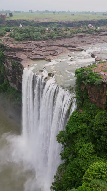 Vertical Aerial View of Keoti Waterfall Rewa Madhya Pradesh India