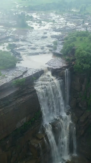 Vertical Aerial View of Keoti Waterfall Rewa Madhya Pradesh India