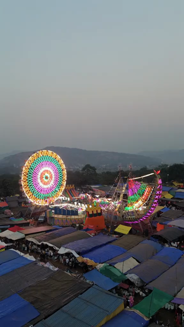 Vertical Aerial View of Khopoli Sajgaon Jatra Fair Maharashtra India