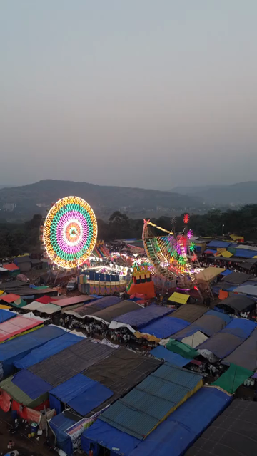 Vertical Aerial View of Khopoli Sajgaon Jatra Fair Maharashtra India