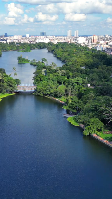Vertical Aerial View of Kolkata City and Lakes, West Bengal, India