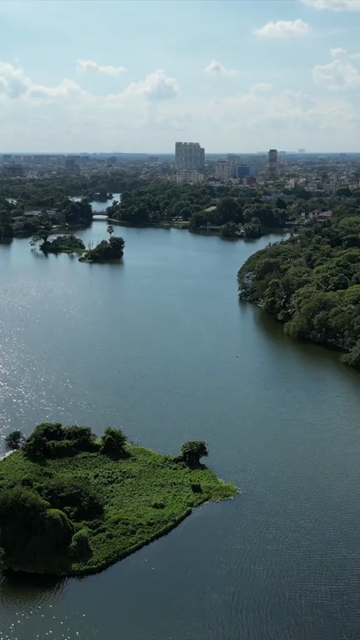 Vertical Aerial View of Kolkata City and Lakes, West Bengal, India
