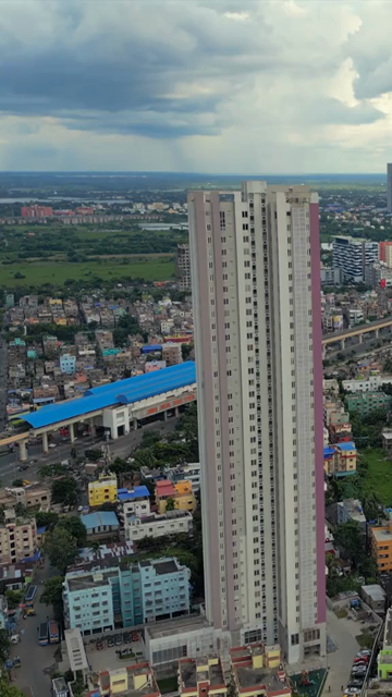 Vertical Aerial View of Kolkata City and Lakes, West Bengal, India