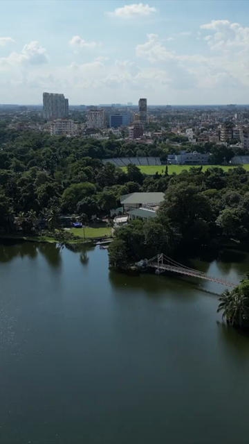 Vertical Aerial View of Kolkata City and Lakes, West Bengal, India