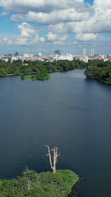 Vertical Aerial View of Kolkata City and Lakes, West Bengal, India
