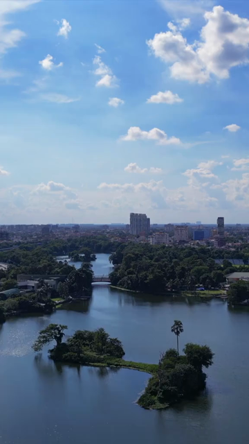 Vertical Aerial View of Kolkata City and Lakes, West Bengal, India