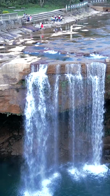 Vertical Aerial View of Krang Suri Waterfall, Meghalaya, India