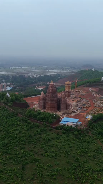 Vertical Aerial View of Kundalpur Jain Temple Complex in Madhya Pradesh
