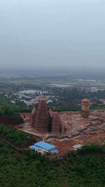 Vertical Aerial View of Kundalpur Jain Temple Complex in Madhya Pradesh