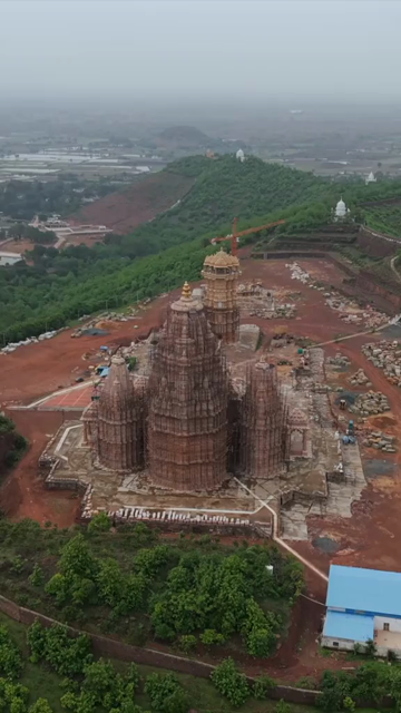 Vertical Aerial View of Kundalpur Jain Temple Complex in Madhya Pradesh