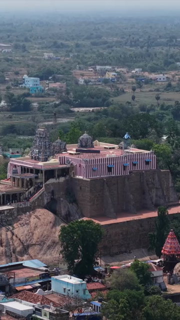 Vertical Aerial View of Kundrakudi Murugan Temple During Temple Chariot Festival in Sivaganga Tamil Nadu India