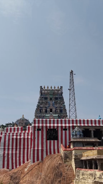 Vertical Aerial View of Kundrakudi Murugan Temple During Temple Chariot Festival in Sivaganga Tamil Nadu India