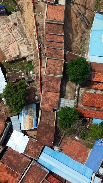 Vertical Aerial View of Kundrakudi Murugan Temple During Temple Chariot Festival in Sivaganga Tamil Nadu India