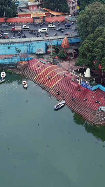 Vertical Aerial View of Lake Ghats and Waterfront in Bhopal, India