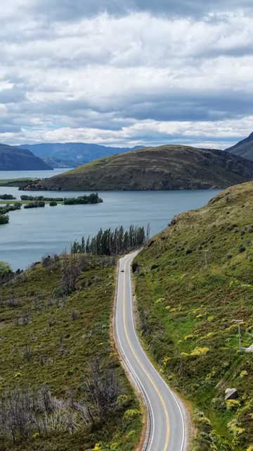 Vertical Aerial View of Lake Wanaka Scenic Road New Zealand
