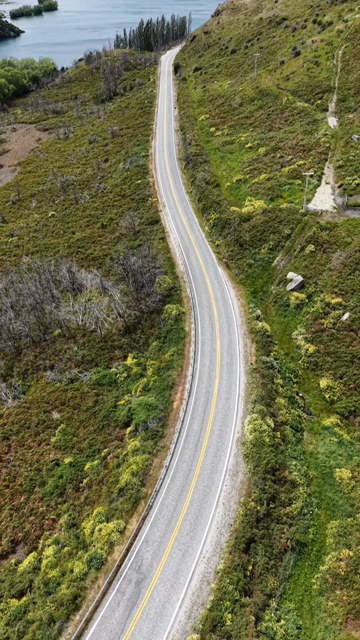 Vertical Aerial View of Lake Wanaka Scenic Road New Zealand