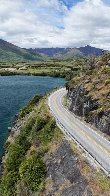 Vertical Aerial View of Lake Wanaka Scenic Road New Zealand