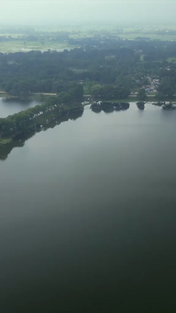 Vertical Aerial View of Lake and Rural Landscape in Madhya Pradesh India