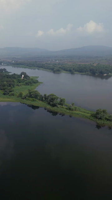 Vertical Aerial View of Lake and Rural Landscape in Madhya Pradesh India