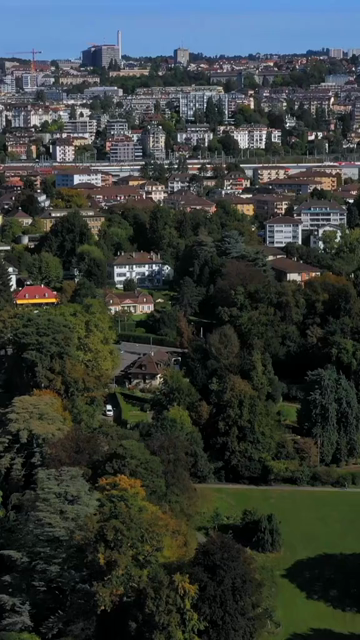 Vertical Aerial View of Lausanne Cityscape in Switzerland